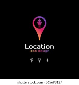 woman icon. location icon for map