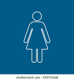 Woman Icon On Blue Background