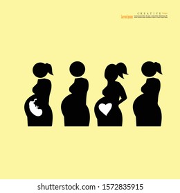 woman icon on white background. Pregnant woman vector. vector illustration.