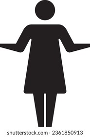 Woman icon open arms vector female person with raised hands symbol in a glyph pictogram illustration
