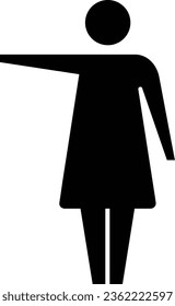 Woman icon open arms vector female person with raised hands symbol in a glyph pictogram illustration
