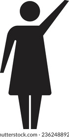 Woman icon open arms vector female person with raised hands symbol in a glyph pictogram illustration
