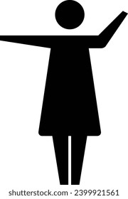 Woman icon open arms vector female person with raised hands symbol in a glyph pictogram illustration
