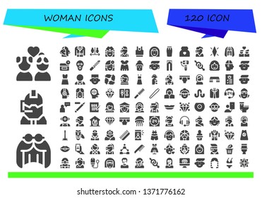 woman icon set. 120 filled woman icons.  Collection Of - Couple, Wig, Call center, Girl, Coat, Wc, Stewardess, Clothes, Avatar, Skirt, Pregnancy, Diamond, Anti age, Scream, Nail file