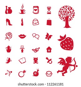 Woman icon set and accessories collection, vector