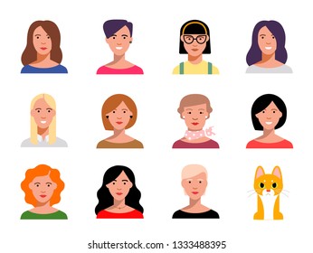 Woman icon set avatar