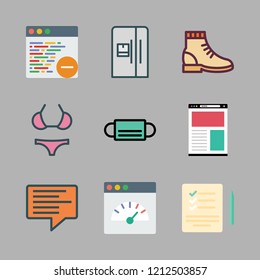 woman icon set. vector set about bikini, browser, list and mask icons set.