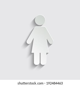 Woman icon with shadow on a grey background