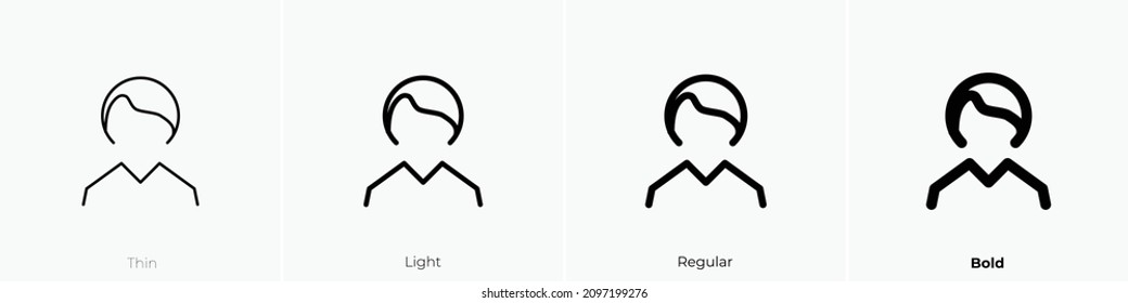 woman icon. Thin, Light Regular And Bold style design isolated on white background