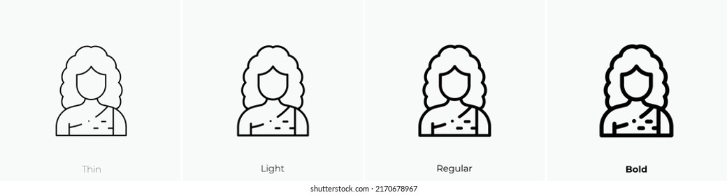 woman icon. Thin, Light Regular And Bold style design isolated on white background
