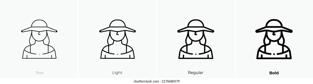 woman icon. Thin, Light Regular And Bold style design isolated on white background