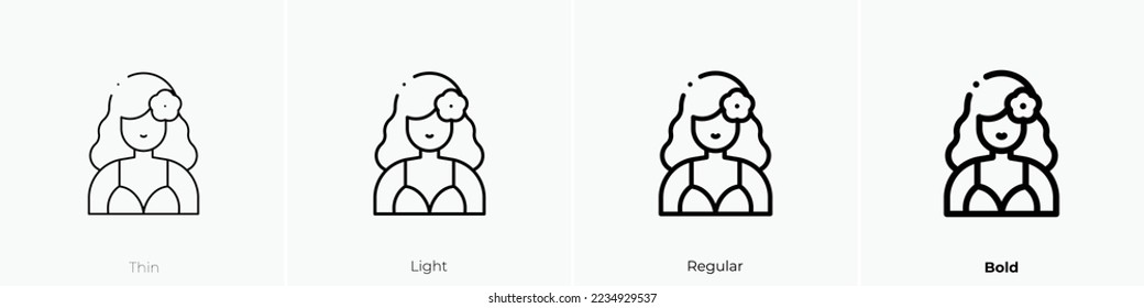 icono de mujer. Diseño delgado, ligero y audaz aislado en un fondo blanco