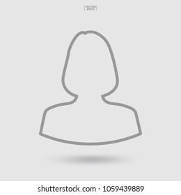 Woman icon for user profile. Female icon. Human or people sign and symbol for template design. Vector illustration.