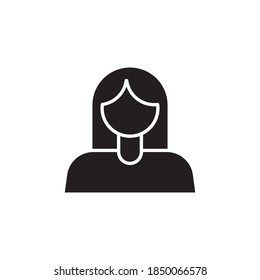 woman icon vector. black glyph style. isolated on white background