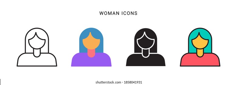 woman icon vector with different style design. isolated on white background