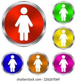 Woman  icon - vector glossy colourful buttons
