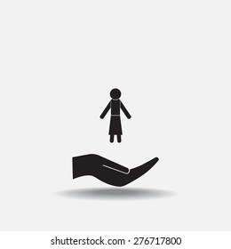 woman icon - vector illustration with shadow