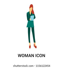 Woman icon vector isolated on white background, Woman transparent sign , standing people, person or human illustration