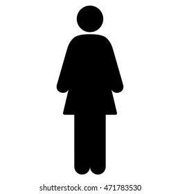 Woman icon. Vector style is flat iconic symbol with rounded angles, black color, white background.
