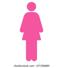 Woman icon. Vector style is flat iconic symbol with rounded angles, pink color, white background.