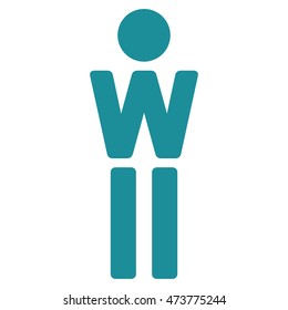 Woman icon. Vector style is flat iconic symbol with rounded angles, soft blue color, white background.