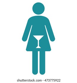 Woman icon. Vector style is flat iconic symbol with rounded angles, soft blue color, white background.