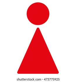 Woman icon. Vector style is flat iconic symbol with rounded angles, red color, white background.