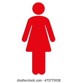Woman icon. Vector style is flat iconic symbol with rounded angles, red color, white background.