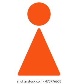 Woman icon. Vector style is flat iconic symbol with rounded angles, orange color, white background.