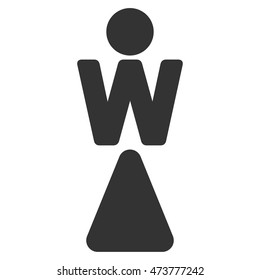 Woman icon. Vector style is flat iconic symbol with rounded angles, gray color, white background.
