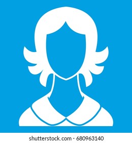 Woman icon white isolated on blue background vector illustration