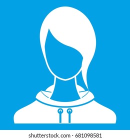 Woman Icon White Isolated On Blue Stock Vector (Royalty Free) 681098581 ...