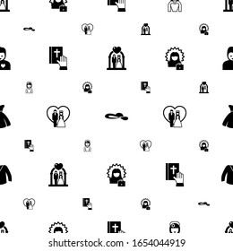 woman icons pattern seamless. Included editable filled wedding ceremony, woman hat, bride, vow, just married couple, successful woman, bride dress icons. icons for web and mobile.