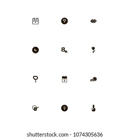 Woman icons set. data, beauty, water can and jewelry