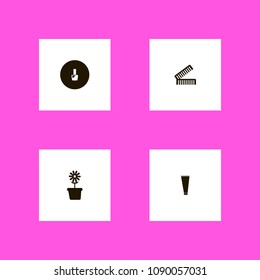 Woman icons set. hairstyle, flower, combs and cosmetics