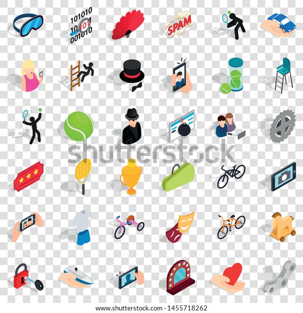 Woman icons set. Isometric style of 36 woman\
vector icons for web for any\
design
