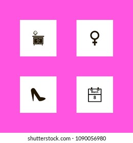 Woman icons set. lady, female, mirror and mirror on the nightstand