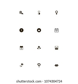Woman icons set. lady, spring, woman"s day and ring