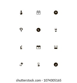 Woman icons set. manicure, data, march and nails