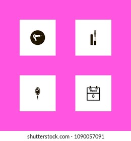 Woman icons set. merch, mascara, woman's day and hand mirror