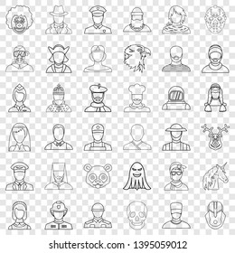 Woman icons set. Outline style of 36 woman vector icons for web for any design