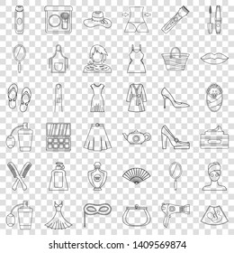 Woman icons set. Outline style of 36 woman vector icons for web for any design