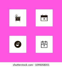 Woman icons set. perfume, aroma, mirror on the nightstand and eight