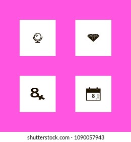 Woman icons set. spring, rings, female sign and eight