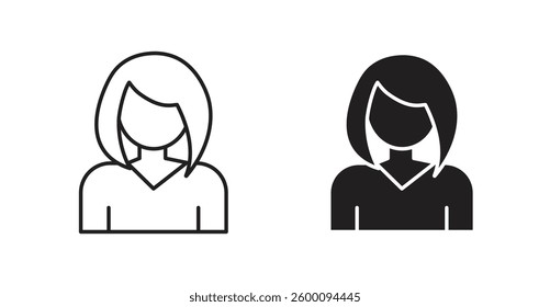 Woman icons in solid black and outlined style