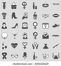 Woman Icons. Sticker Design. Vector Illustration.