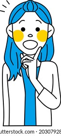 Woman with an idea in blue color