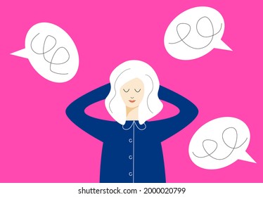 Woman ignores office gossip concept vector illustration