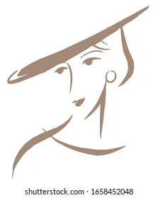 Woman illustration of brush drawing against white background