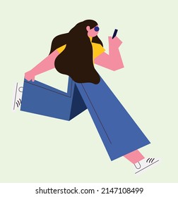 Woman illustration dance concept. Trendy vector style